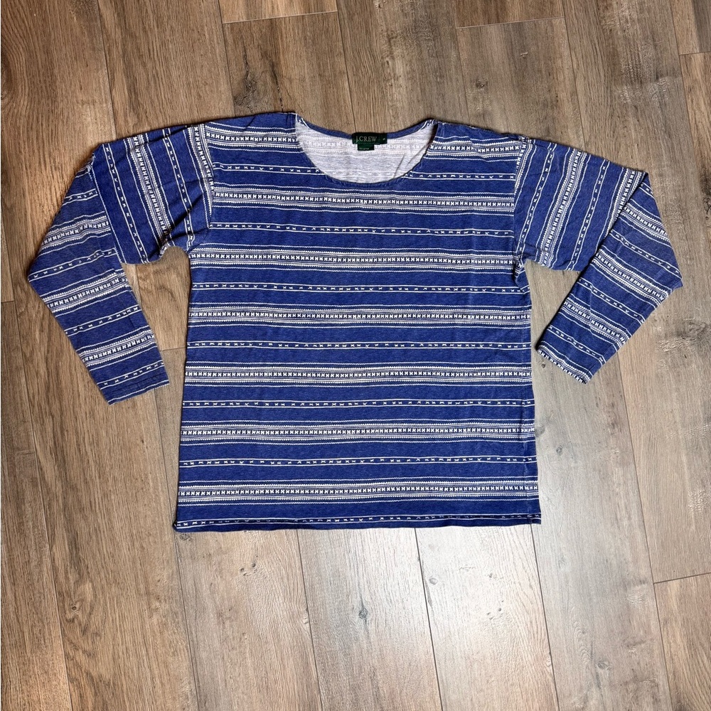 J. Crew Blue and White Cotton Patterned Top women’s small